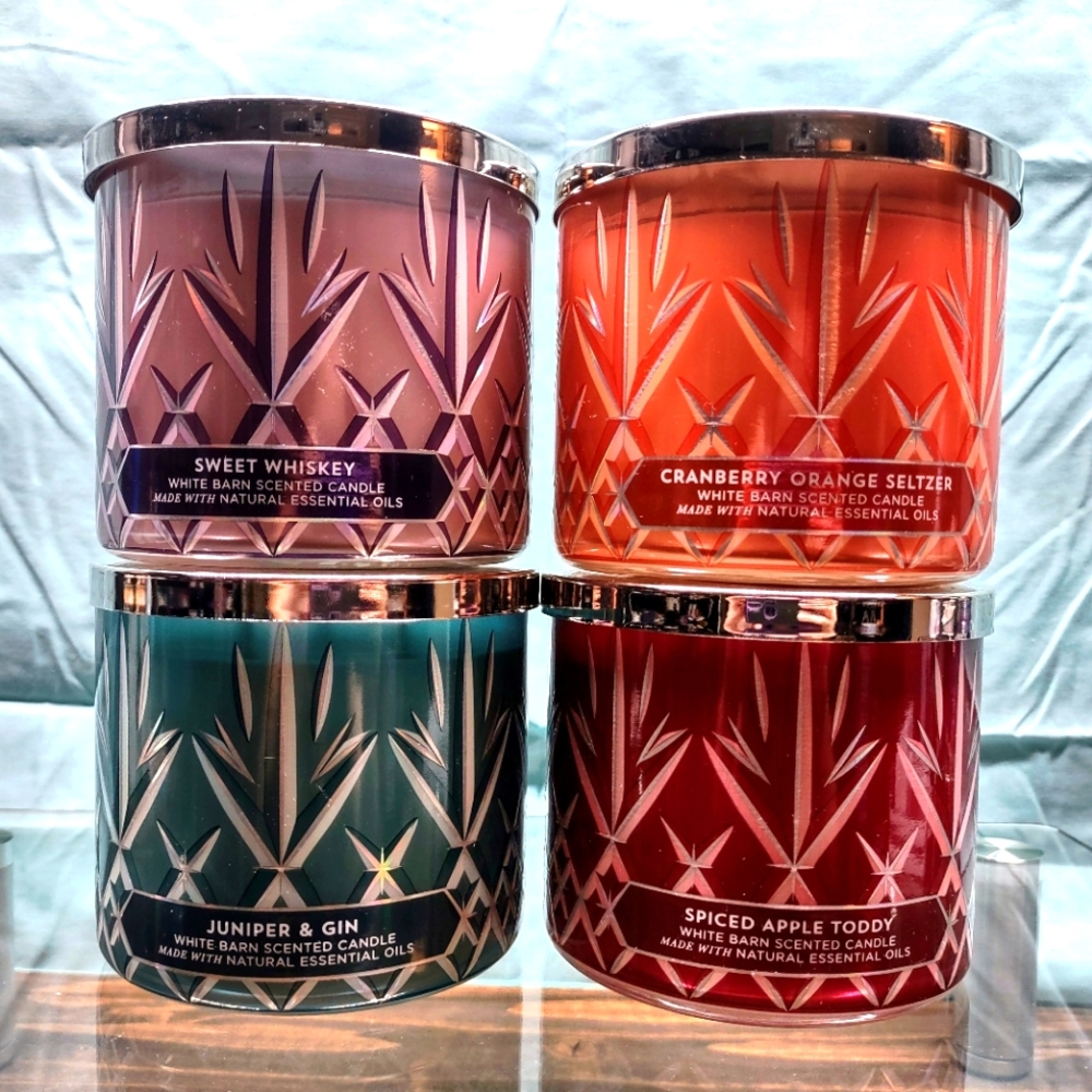 Bath and Body Works Candles Sweet Whiskey, Juniper & Gin, Spiced Apple Toddy ect